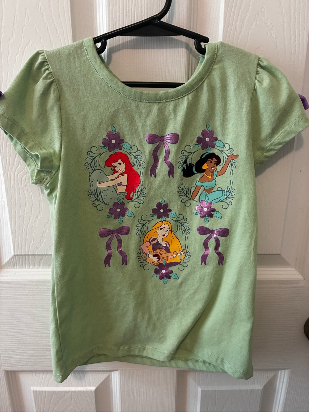 Disney Light Green Girls' Princess Tee with Colorful Character Graphics